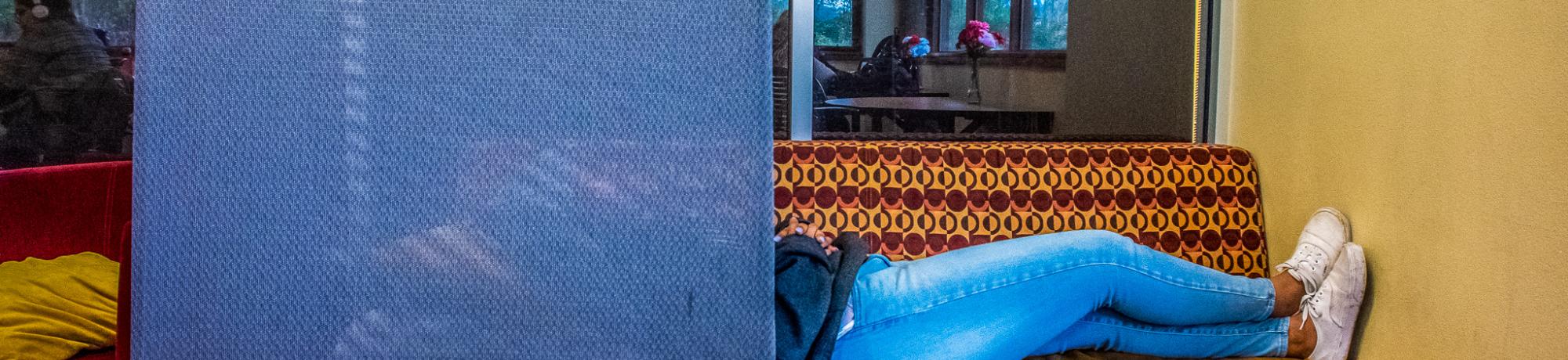 Image of student napping at one of the SRRC nap stations